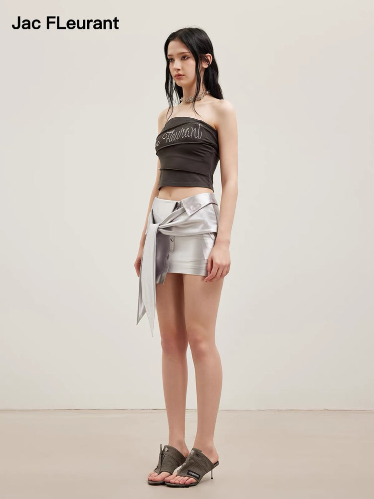 Layered Rhinestone Embellished Bandeau Top
