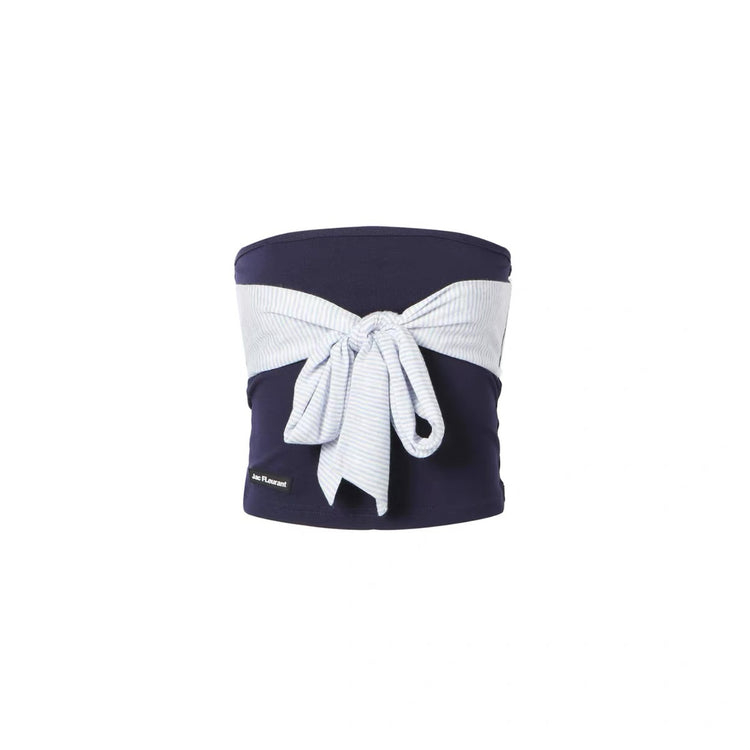 Striped Tie-Front Bandeau Top