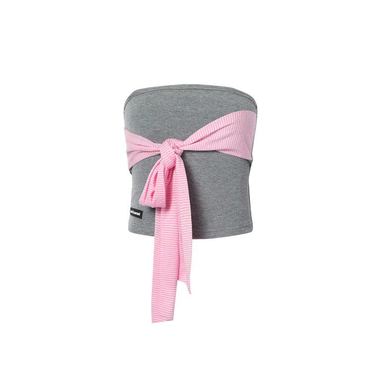 Striped Tie-Front Bandeau Top