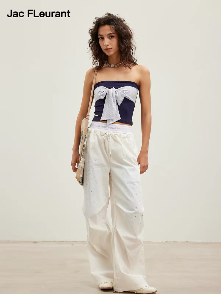 Striped Tie-Front Bandeau Top