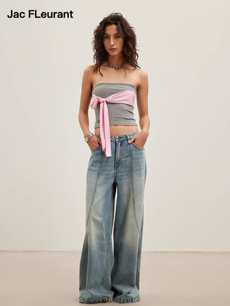 Striped Tie-Front Bandeau Top