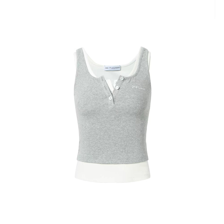 Color-Block Mock Two-Piece Crewneck Tank Top