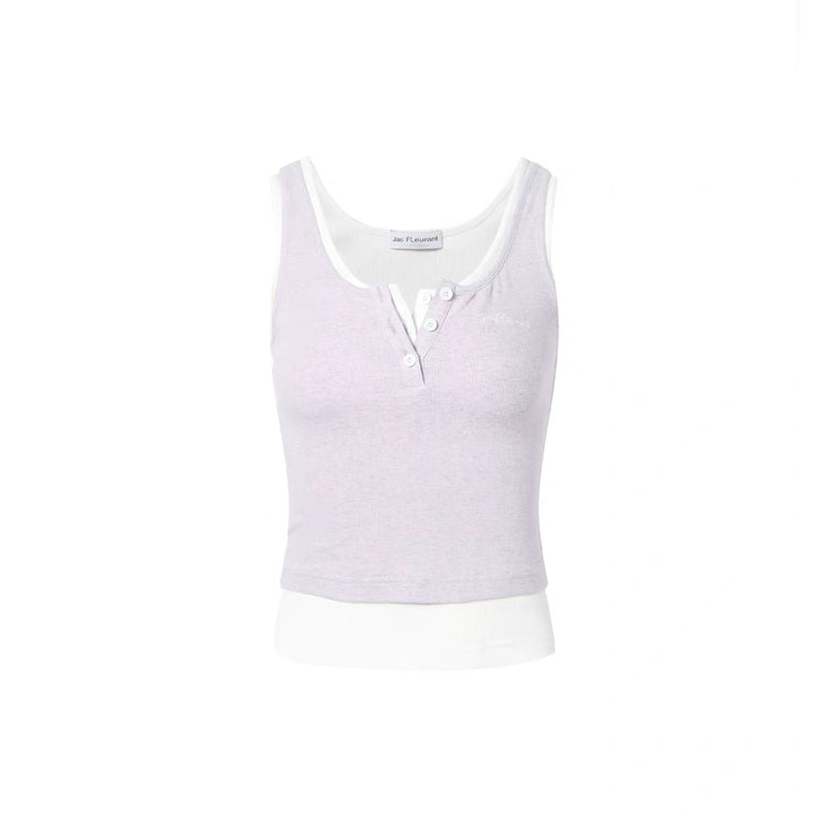 Color-Block Mock Two-Piece Crewneck Tank Top