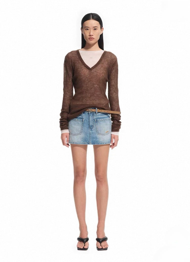 Megan V-Neck Knit Sweater