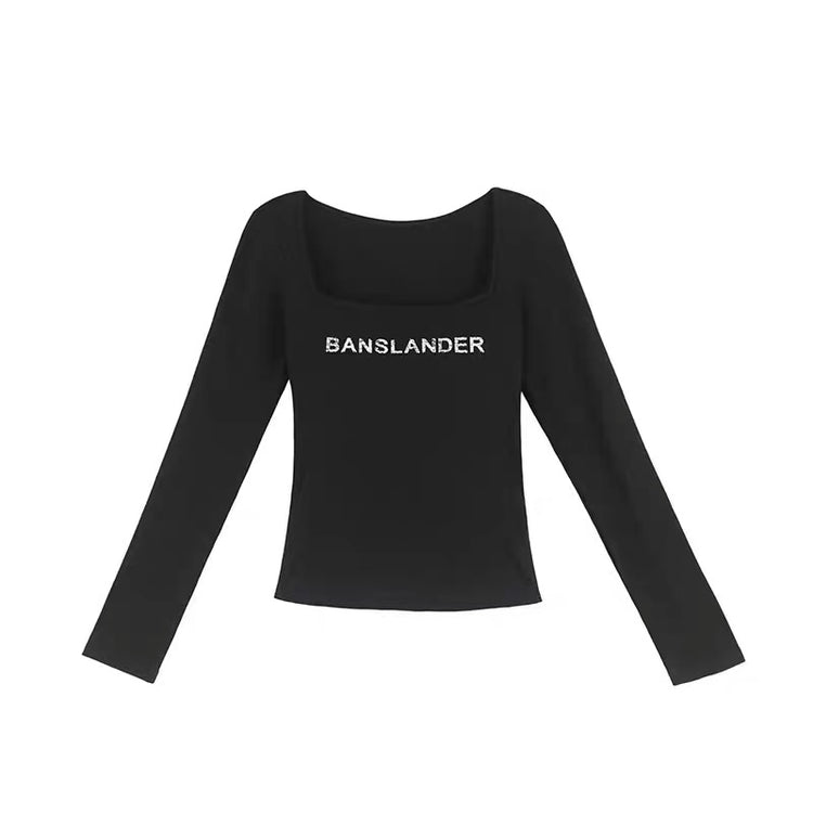 Square-Neck Fitted Long-Sleeve Top