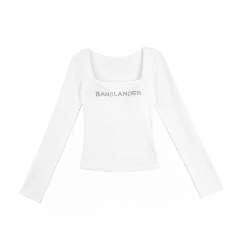 Square-Neck Fitted Long-Sleeve Top