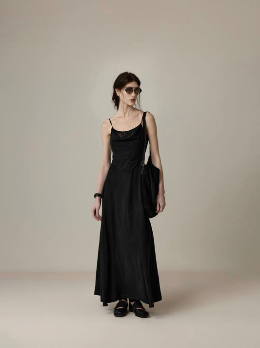Draped Cowl Neck Slip Dress