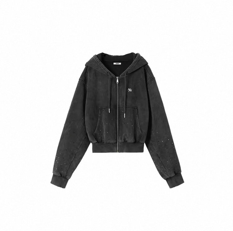 Shimmering Cropped Hooded Sweatshirt