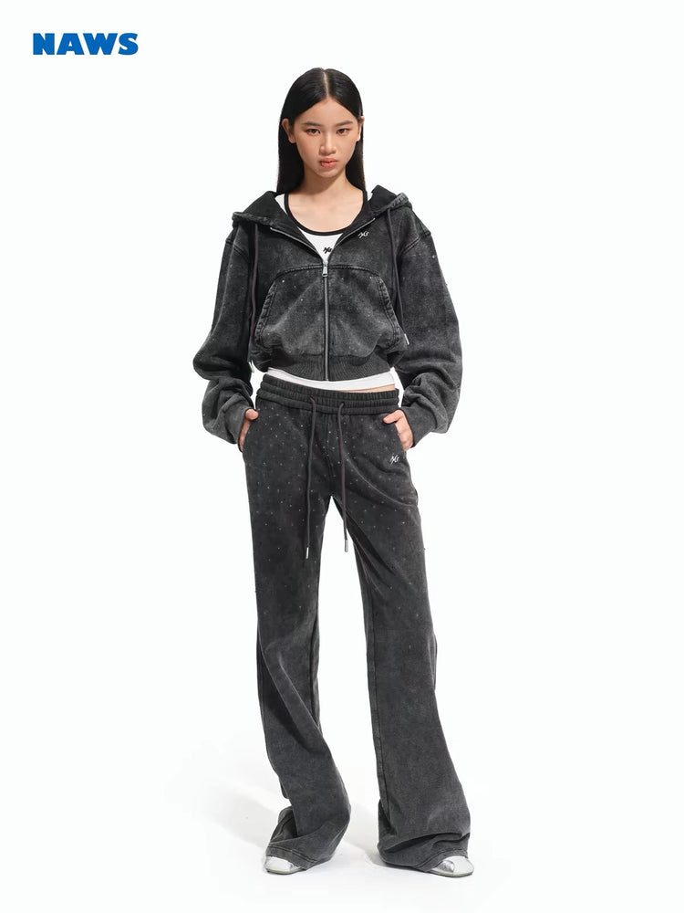 Shimmering Cropped Hooded Sweatshirt