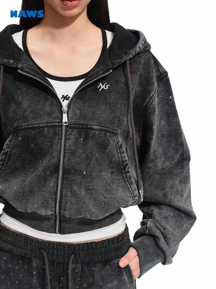 Shimmering Cropped Hooded Sweatshirt