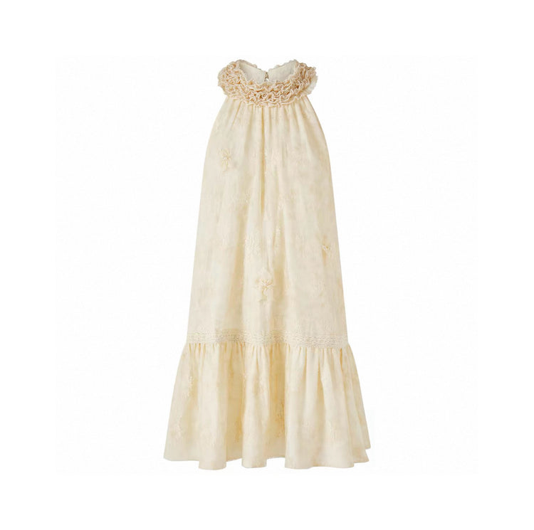 Ruffle Lace Ombre Halter Dress