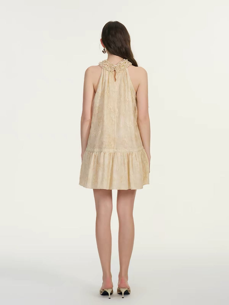 Ruffle Lace Ombre Halter Dress