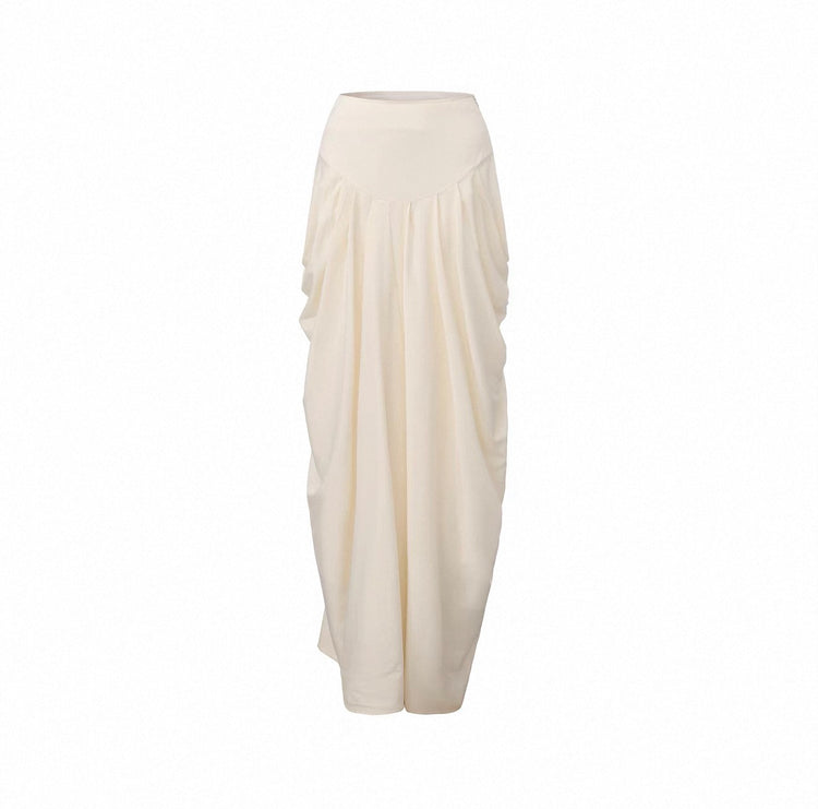Draped Wide-Waist Skirt