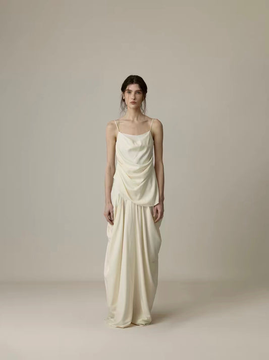Draped Wide-Waist Skirt