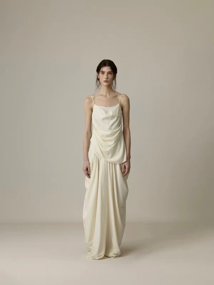 Draped Wide-Waist Skirt