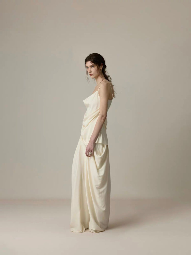 Draped Wide-Waist Skirt
