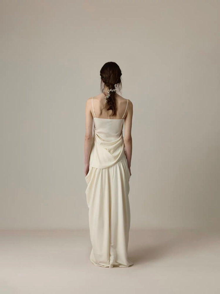 Draped Wide-Waist Skirt