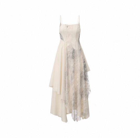 Lace Panelled Open-back Dress