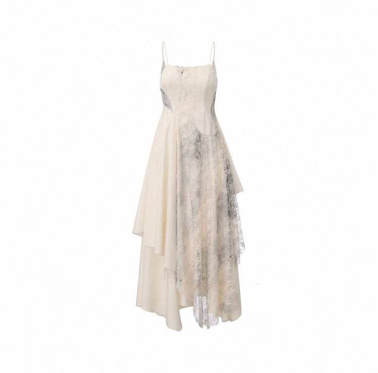 Lace Panelled Open-back Dress