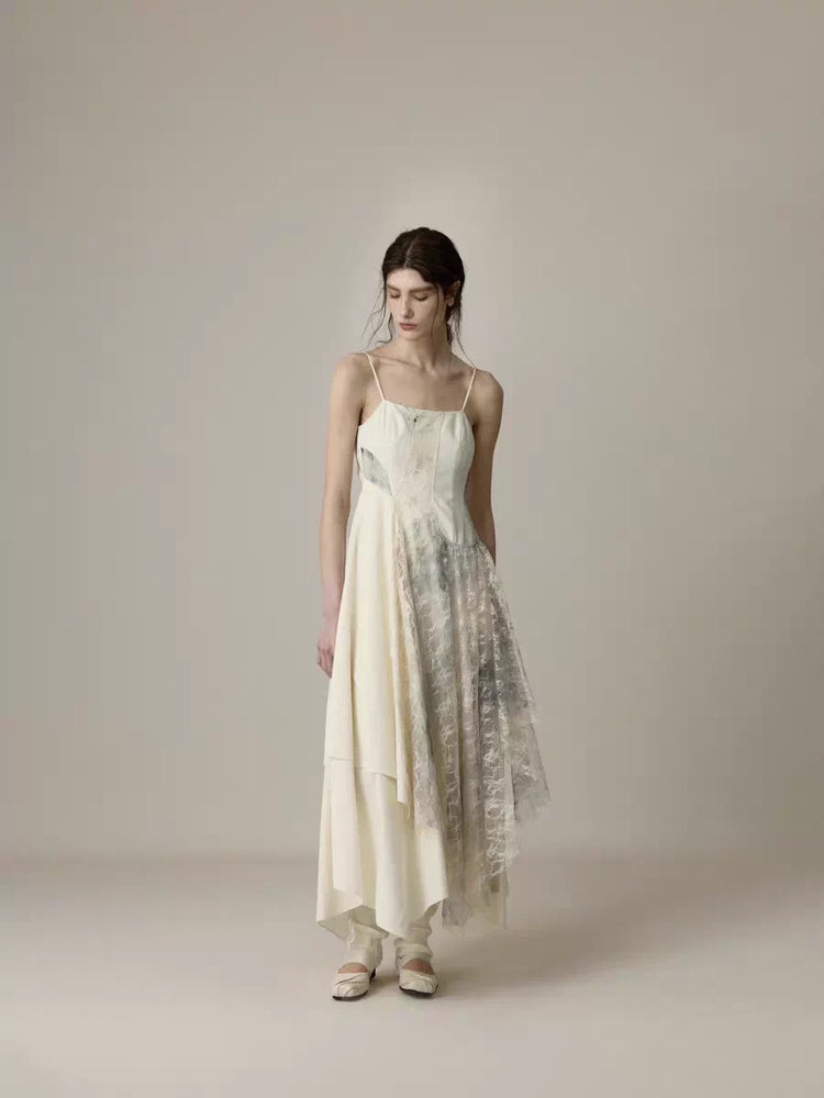 Lace Panelled Open-back Dress