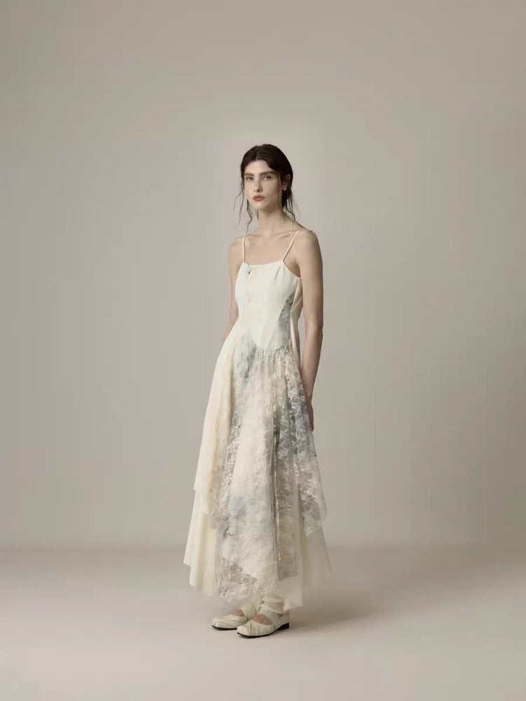 Lace Panelled Open-back Dress