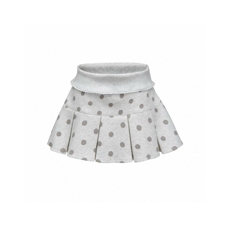Polka Dot Knit Pleated Mini Skirt