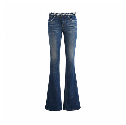 Vintage Washed Glitter Star Flare Jeans