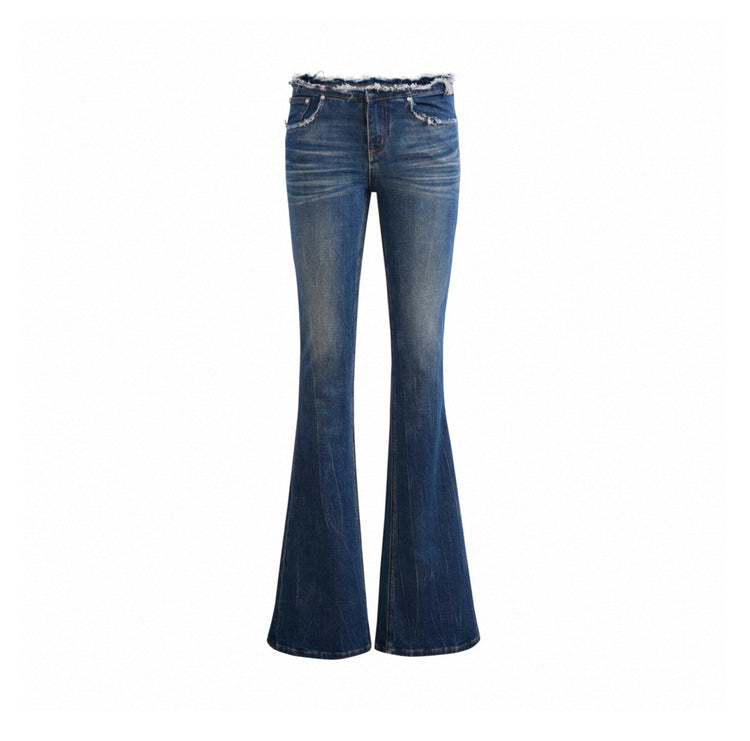 Vintage Washed Glitter Star Flare Jeans