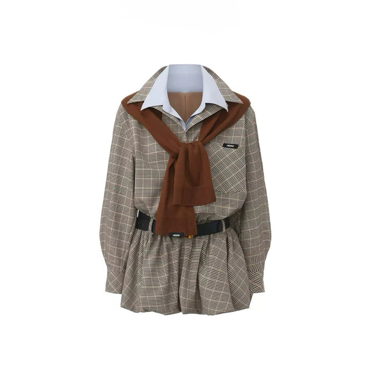 Shawl Long-Sleeve Shirt Dress