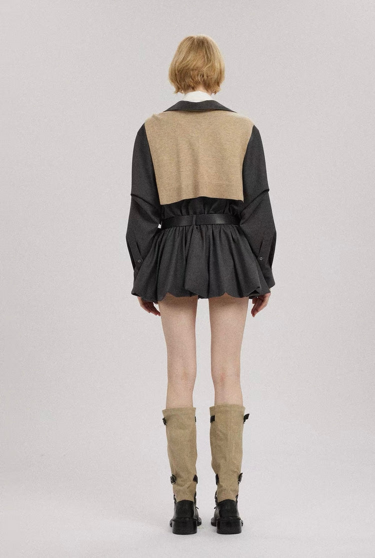 Shawl Long-Sleeve Shirt Dress