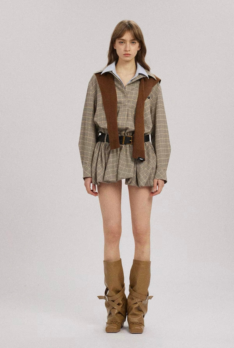 Shawl Long-Sleeve Shirt Dress