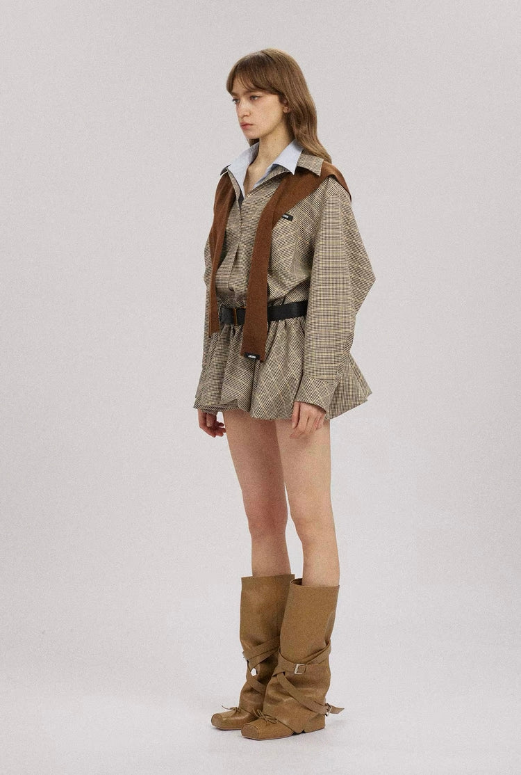Shawl Long-Sleeve Shirt Dress