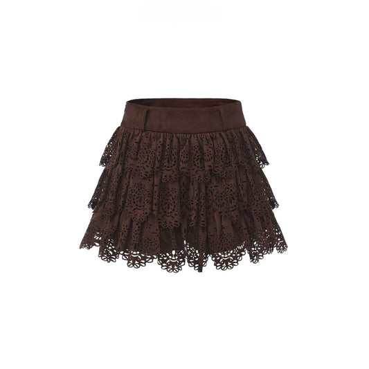 Suede Layered Puffy Mini Skirt