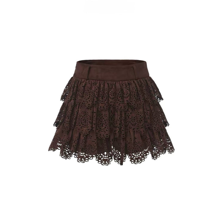 Suede Layered Puffy Mini Skirt