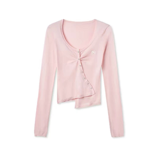 Blu Asymmetric Knit Cardigan