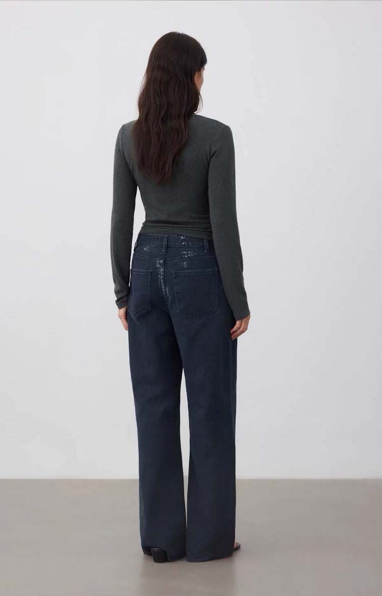 Henley Wrap Long-Sleeve Top