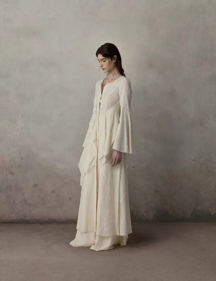 Lace-Panel Long Coat
