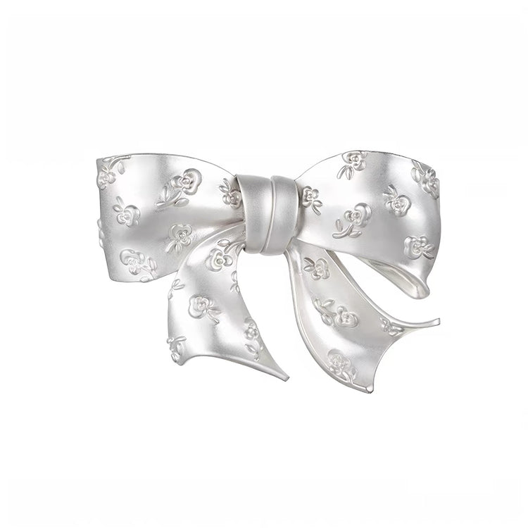 YVMIN X SHUSHUTONG / Embossed Floral Bow Hair Clip