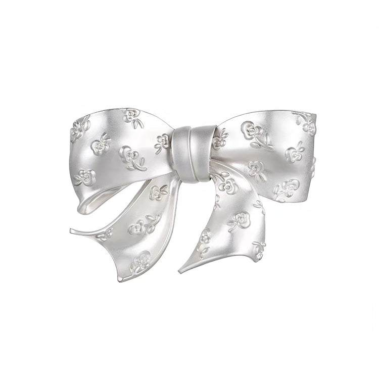 YVMIN X SHUSHUTONG / Embossed Floral Bow Hair Clip