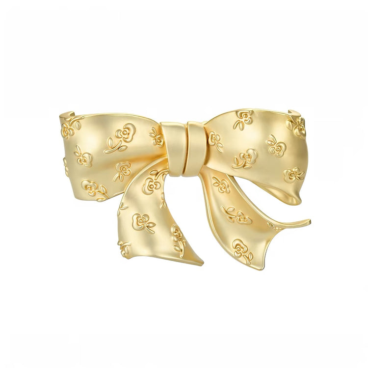 YVMIN X SHUSHUTONG / Embossed Floral Bow Hair Clip
