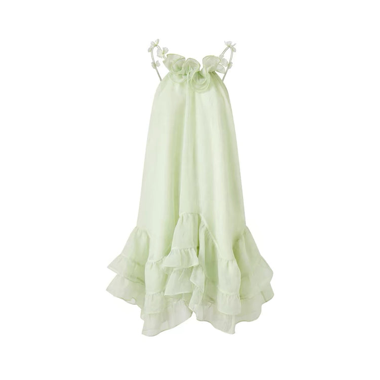 Flowers A-Line Halter Dress