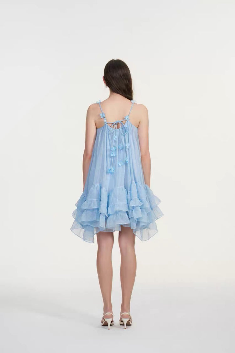 Flowers A-Line Halter Dress