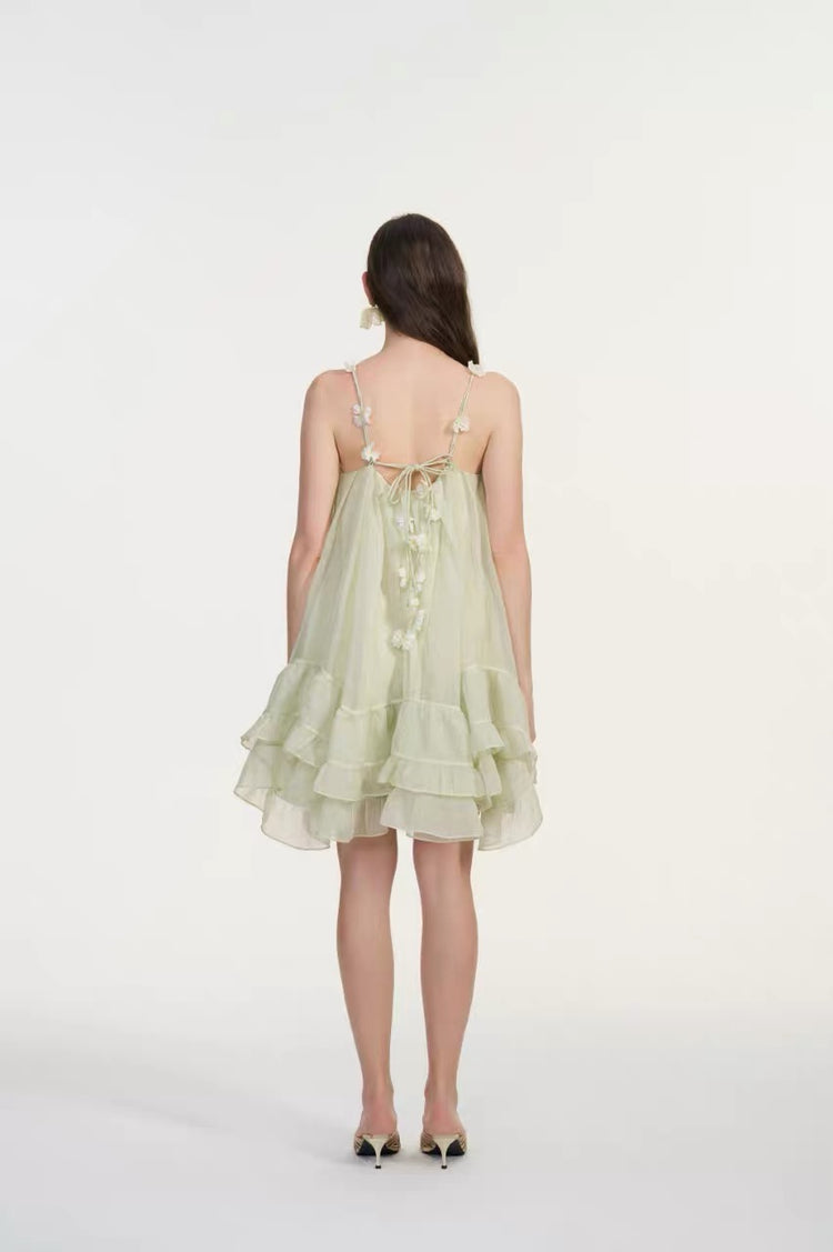 Flowers A-Line Halter Dress