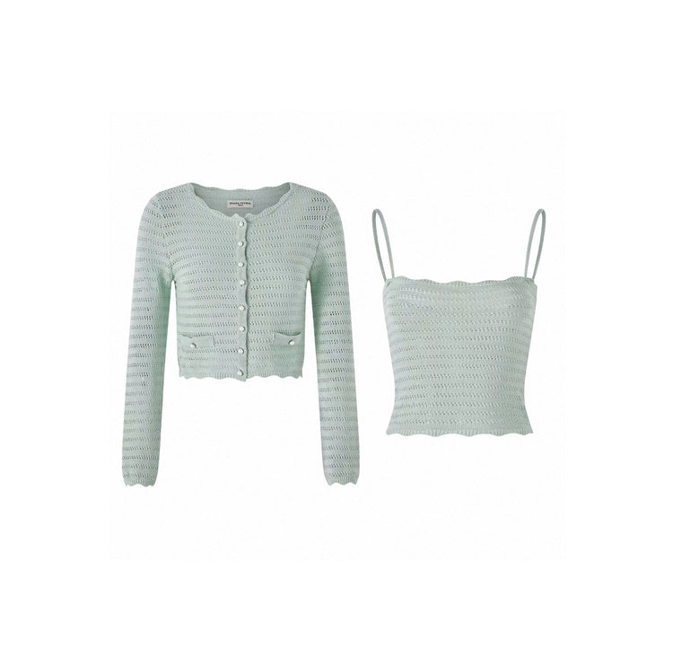 Mint Green Cutout Knit Two-Piece Set