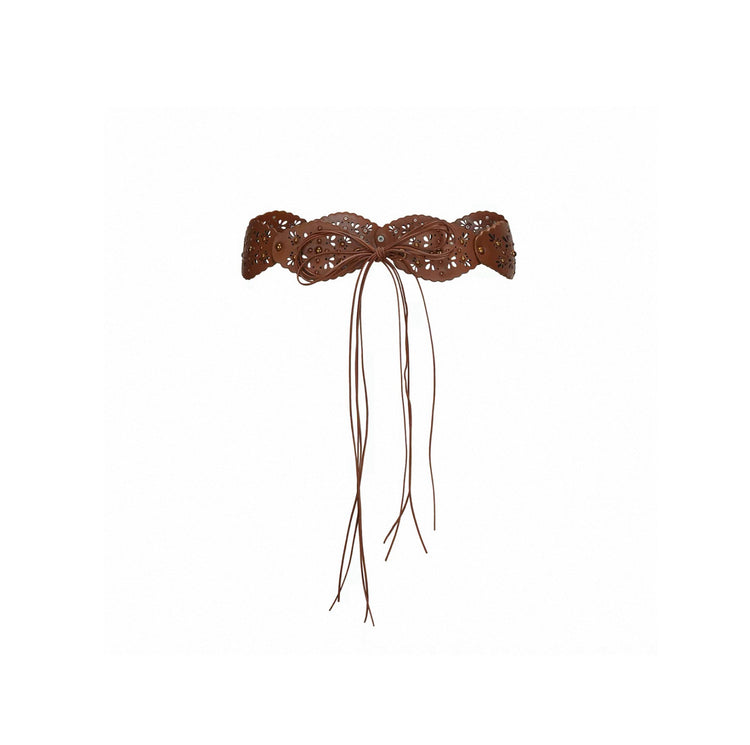 Waves Studded Embossed Fringe Belt