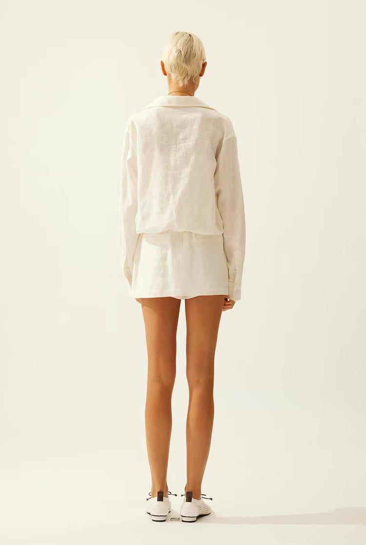 Jacquard Lace-Panel Faux-Layered Shirt