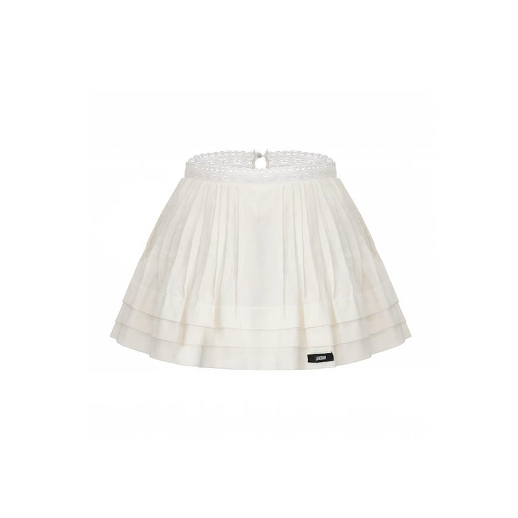 Jacquard Lace Puffy Mini Skirt