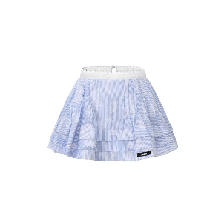 Jacquard Lace Puffy Mini Skirt