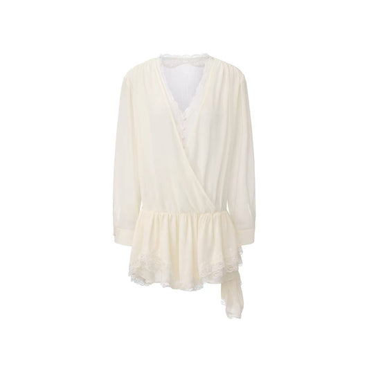 V-Neck Lace-Panel Dress