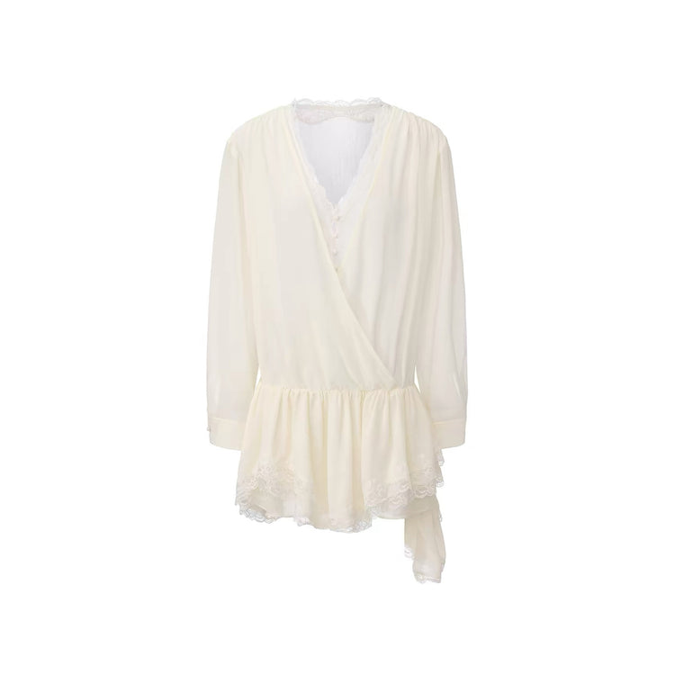 V-Neck Lace-Panel Dress